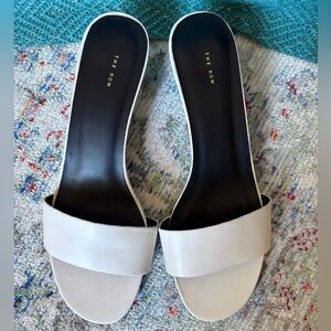 The Row Women's White Kitten Heel Sandals